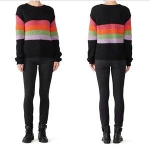 Veda Wolfe Designer 100% Alpaca Wool Striped Color Block Sweater